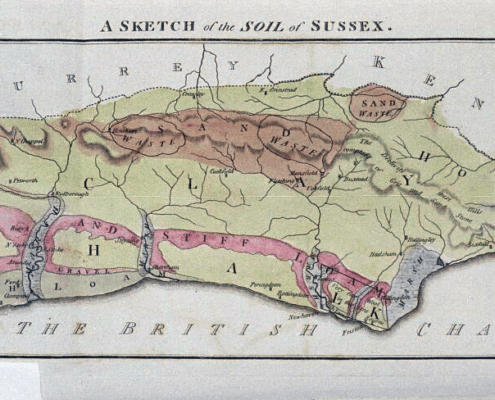 A sketch of the soil of Sussex by Arthur Young, created in 1793. Original in Bodleian Libraries, University of Oxford. Public domain.
